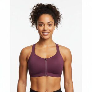 Victoria’s Secret Burgundy Purple Knockout Front Zip Athletic Sport Bra 34DD